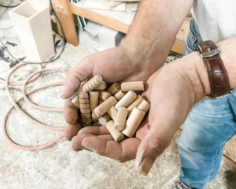 Quality wood construction with dowel pins